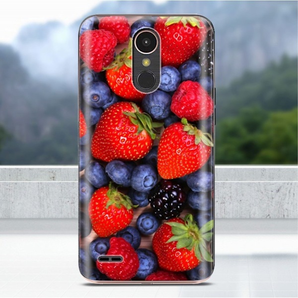 LG K10 2017 softlyfit præget TPU-etui - Jordbær Og Blåbær Red