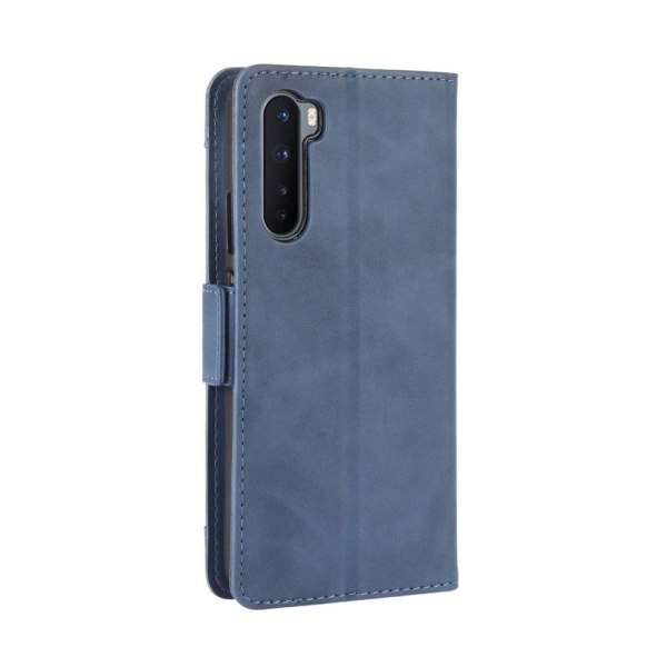 Stilfuldt Læder Etui med Pung til OnePlus Nord - Blå Blue