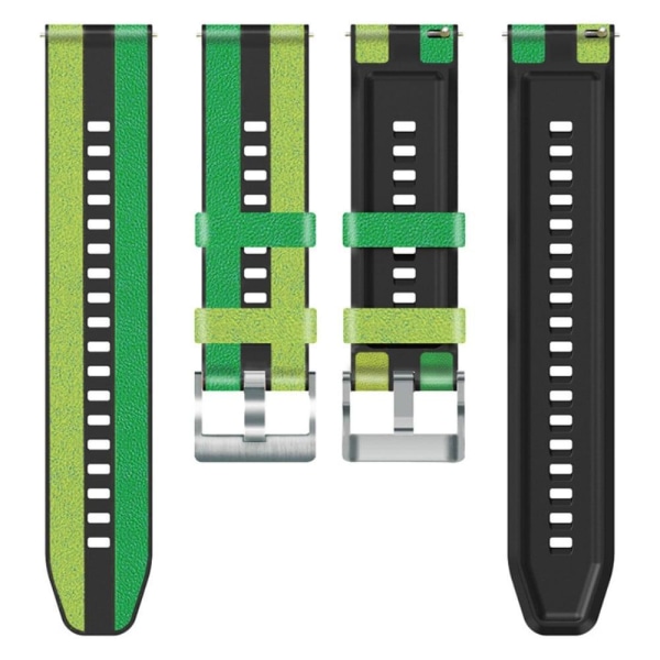 22mm universaali kolmivärinen muotoilu silikonikellon hihna - Vihreä / Musta Green