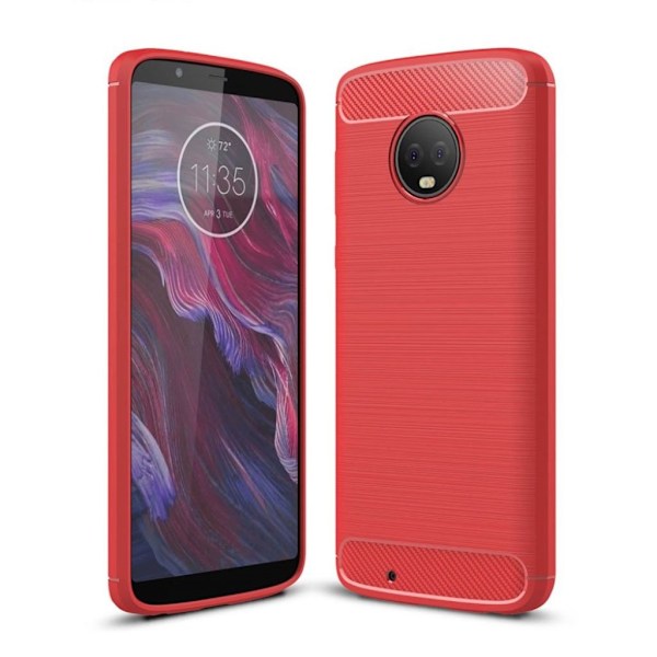 Motorola Moto G6 hiilikuituinen harjattu kotelo - Punainen Red