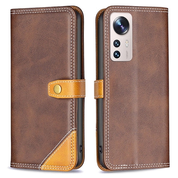 BINFEN kaksivärinen nahkakotelo Xiaomi 12 Lite - Kahvi Brown