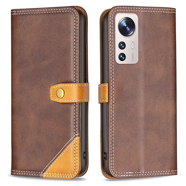 BINFEN tofarget læretui for Xiaomi 12 Lite - Kaffe Brown