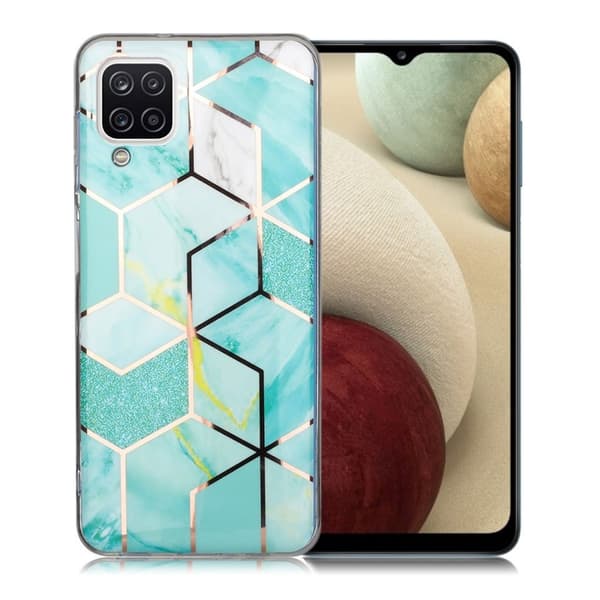 Marble Samsung Galaxy A12 5G Etui - Grøn Diamant Mønster Green