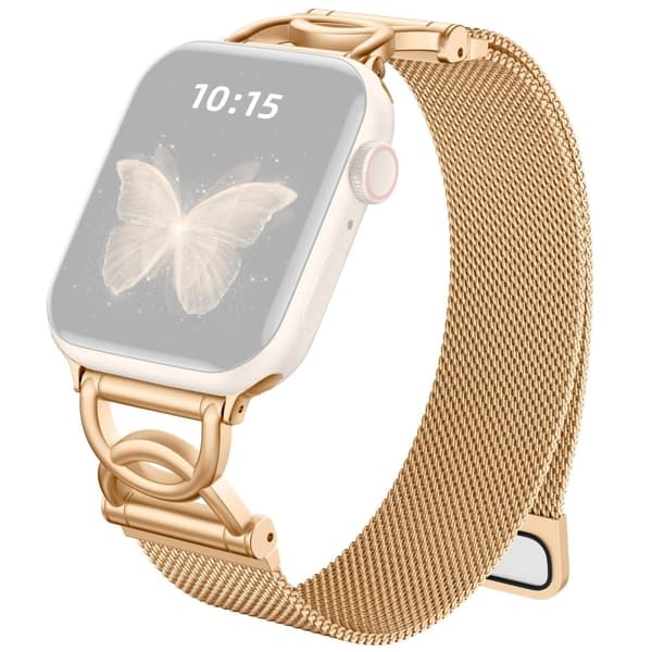 Urrem Apple Watch Series 41mm - 40mm - 38mm DC-Shape Magnetisk Clasp rustfri stålrem - Rødguld Pink