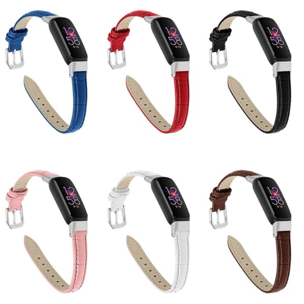 Fitbit Luxe klokkerem i ekte skinn i krokodillestil - Rød Red