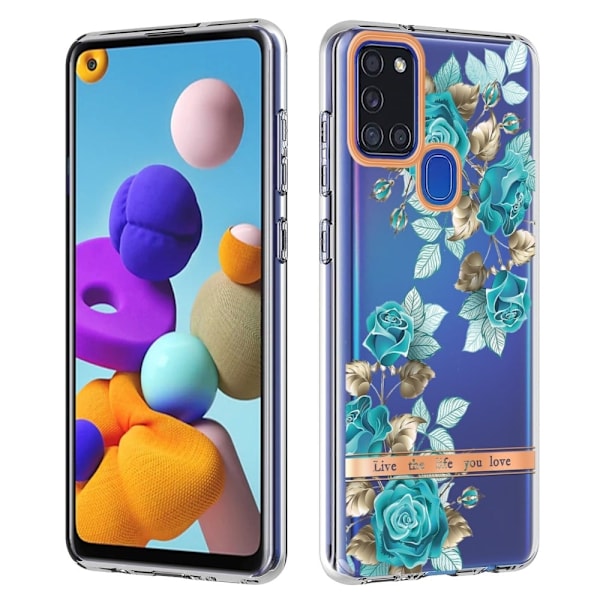 Supertunt och tåligt mjukpärmfodral för Samsung Galaxy A21s - Blå Ros Blå