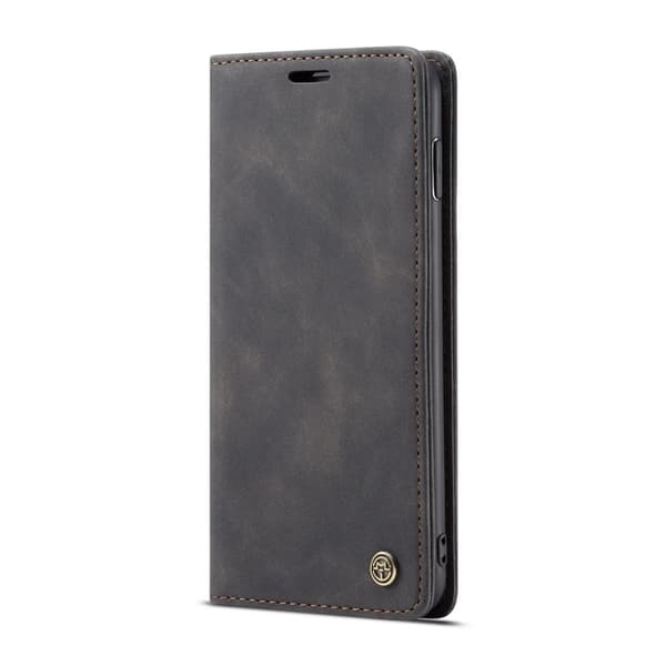 CASEME Samsung Galaxy S10 Plus auto-absorberet læder flip etui - Sort Black