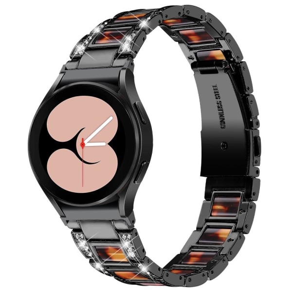 Rhinestone urrem i rustfrit stål til Samsung Galaxy Watch 4 - Sort / Skildpaddeskal Farve Black