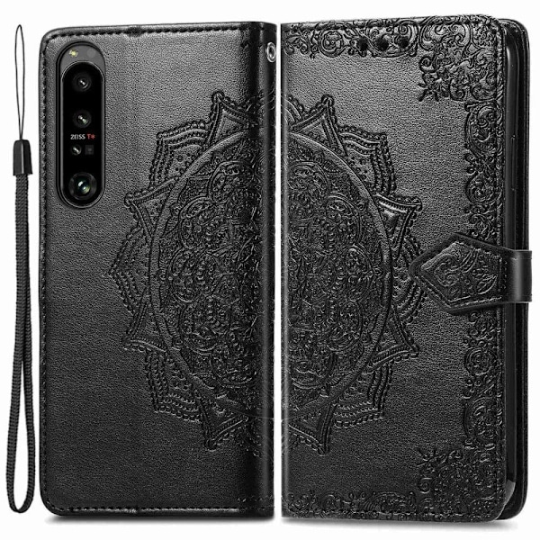 Mandala läder Sony Xperia 1 IV fodral - Svart Svart