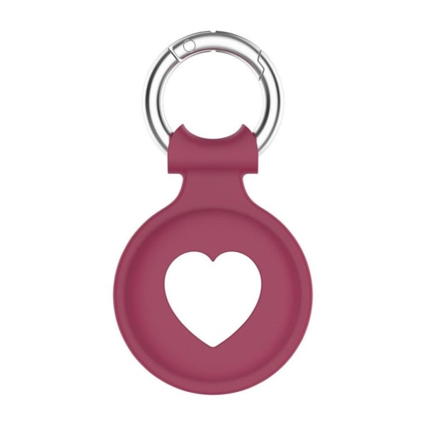 AirTags heart design silicone cover with spring buckle - Wine Re Röd