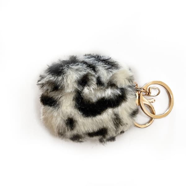 AirPods 3 leopard faux fur-etui med spænde - Sort / Hvid Leopard White