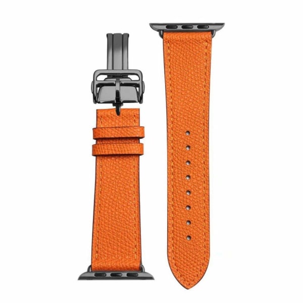 ægte læder sort spænde rem til Apple Watch Series 6 / 5 40mm - orange Orange