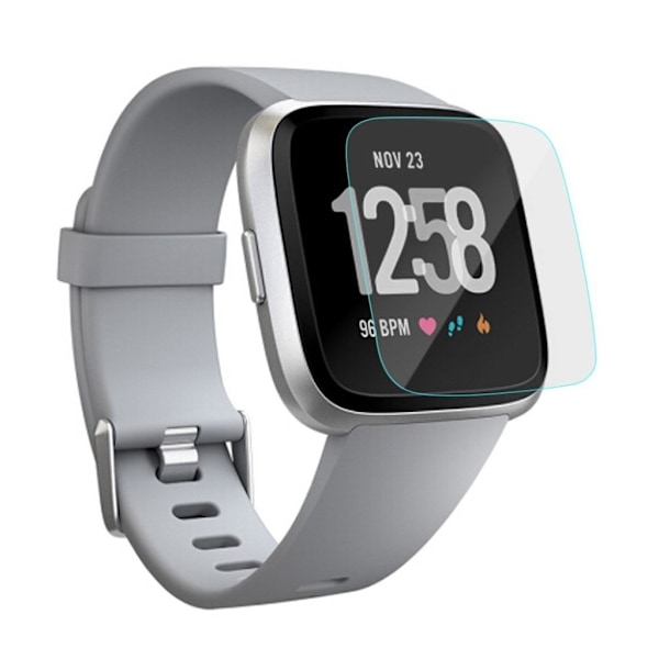 Fitbit Versa skärmskydd härdat glas explosionssäker oleofobisk yta Silvergrå