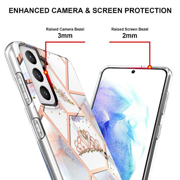 Marmormotiv Samsung Galaxy S21 Plus 5G skal - Marmor / Krona multifärg