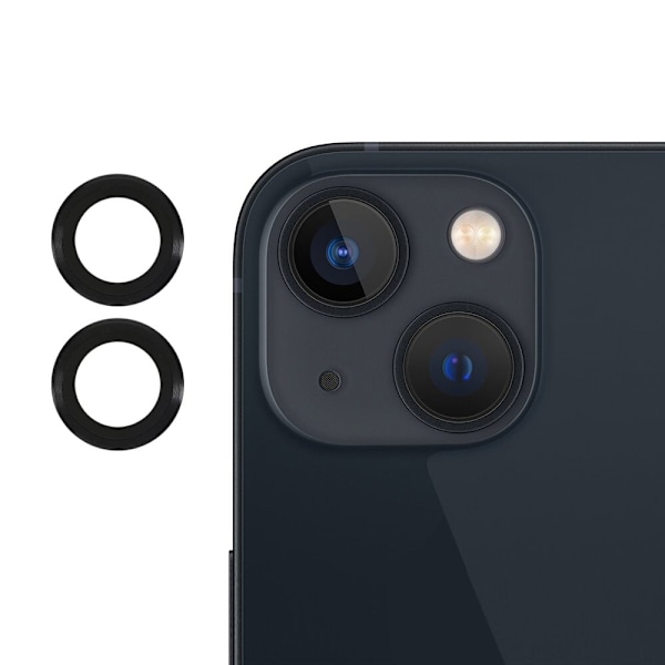 2 stk. iPhone 13 Mini AGC kameralinsebeskytter af hærdet glas - Sort Black