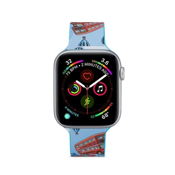 Apple Watch Series 5 44mm Mønster silikone urrem - Double-deck Bus Multicolor
