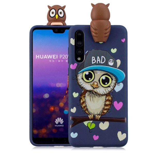 Huawei P20 Pro mobilskal TPU material skyddande elastiskt 3D mönster - Hane uggla multifärg