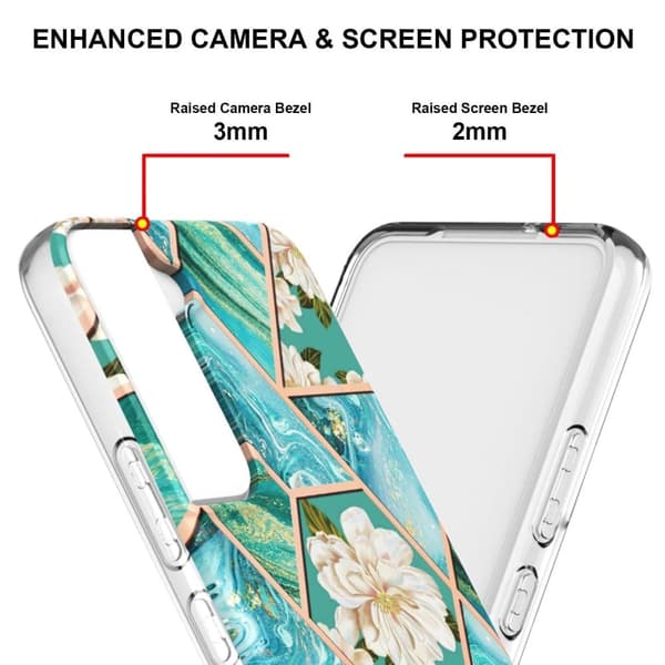 Marmormotiv Samsung Galaxy S22 Plus skal - Blå Blommor Blå