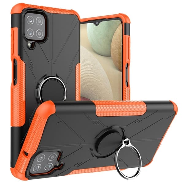 Kickstand-skydd med magnetisk platta för Samsung Galaxy A12 5G - Orange Orange