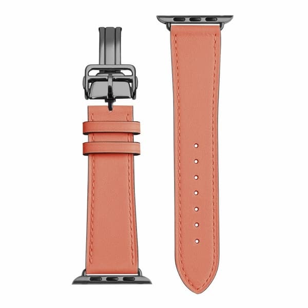 ægte læder sort spænde rem til Apple Watch Series 6 / 5 40mm - orange rød Orange