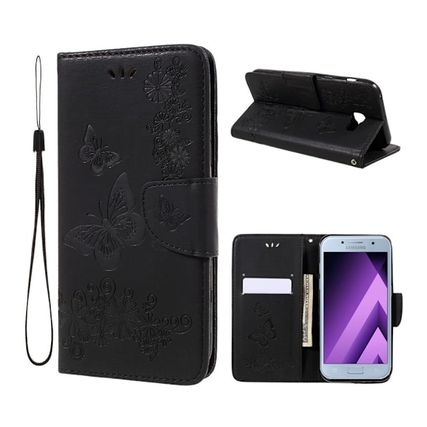 Samsung Galaxy A3 (2017) Beskyttende læder etui - Sort Black