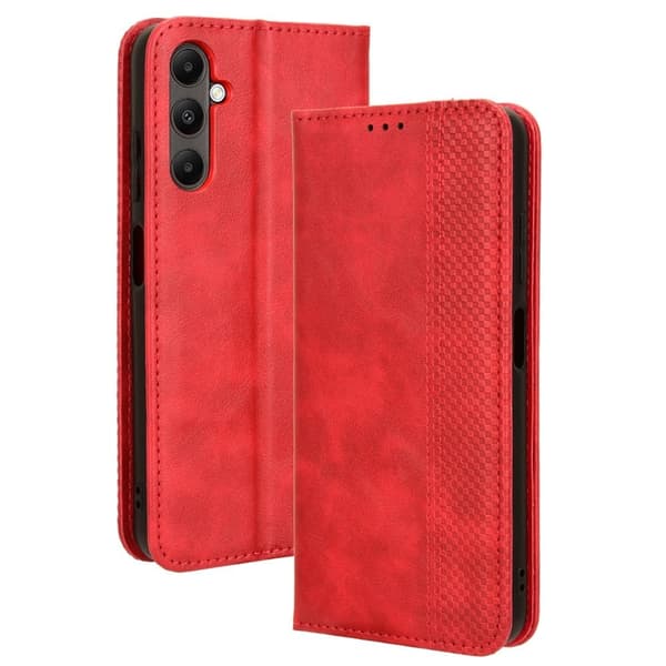 Bofink Vintage Samsung Galaxy A05s Nahkakotelo - Punainen Red