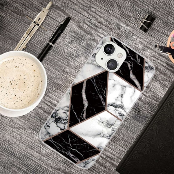 Marmormotiv iPhone 14 skal - Grå / Svart / Vit multifärg