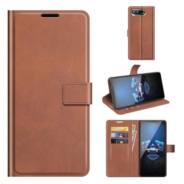 Wallet-style Læder Etui til Asus Rog Phone 5 - Brun Brown