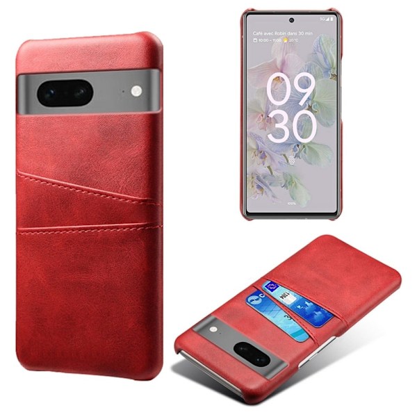 Dual Card Etui Google Pixel 7a - Rød Red