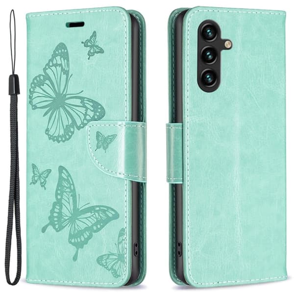 Butterfly läder Samsung Galaxy A15 fodral - Grön Grön
