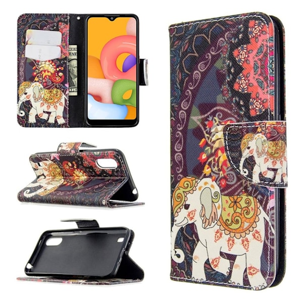 Wonderland Samsung Galaxy A01 flip etui - Mandala og Elefant Multicolor