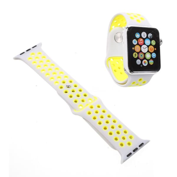 Apple Watch 38mm silikone rem - Gul/hvid Yellow