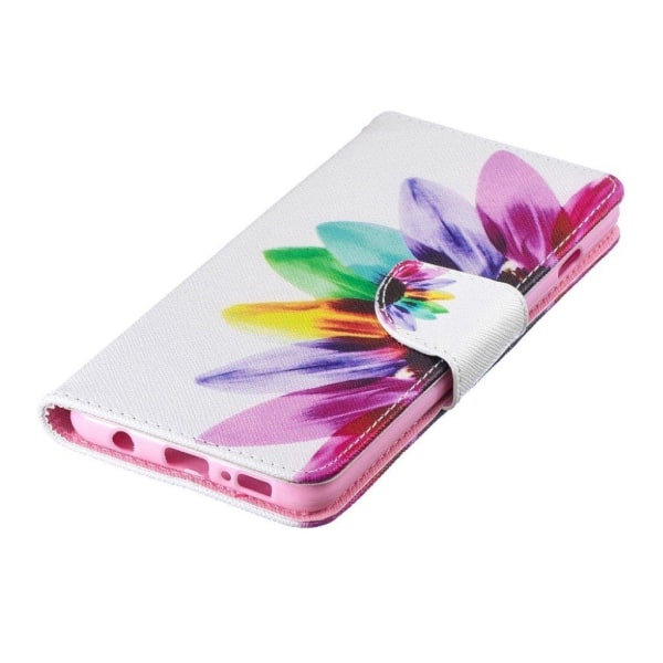 Samsung Galaxy S10 trykt mønster læder flip etui - Blomsterblade Multicolor