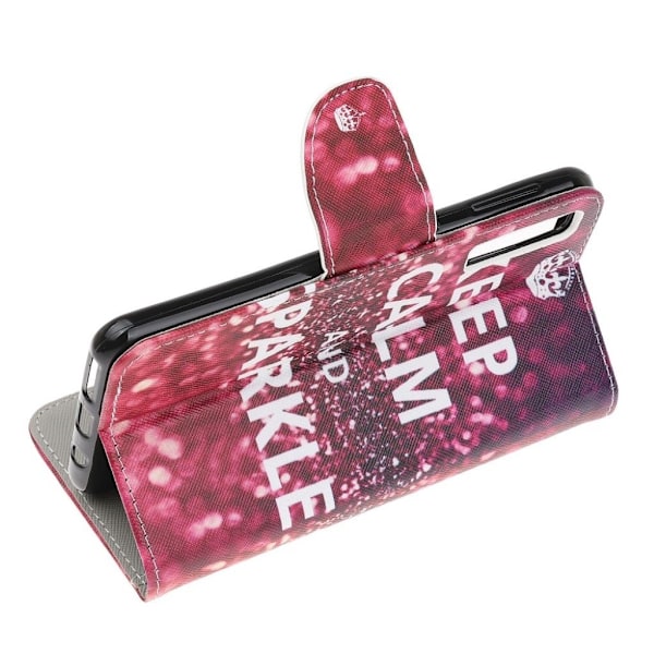 Wonderland Samsung Galaxy A70 etui - Citat: Keep Calm and Sparkle Multicolor