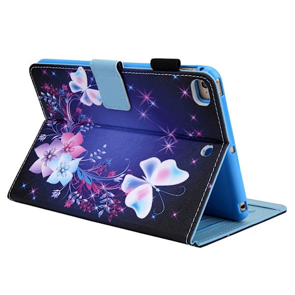 Cool Mønstret Lær Flippetui til iPad Mini (2019) - Blomst / Sommerfugl Blue