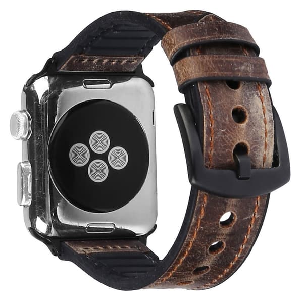 Apple Watch Series 5 40mm ægte læder silikone Urrem - Brun Brown