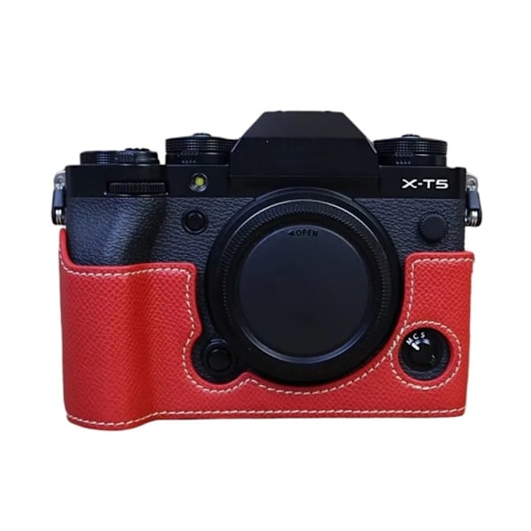 Fujifilm X-H2:n puolikkaan rungon nahkasuojus - Punainen Red