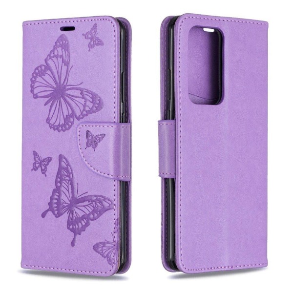 Butterfly Huawei P40 Pro flip kotelot - Violetti Purple