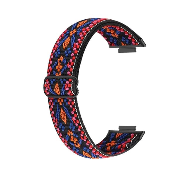 Huawei Watch Fit 2 elastisk nylon-urrem i etnisk stil - Lyserød / Orange Pink