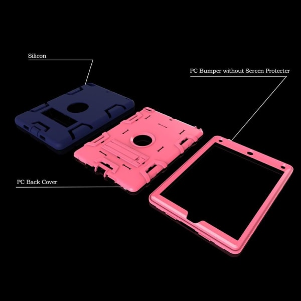 iPad (2017) Silikone cover i et smart motiv - Mørkeblå og rosa Blue