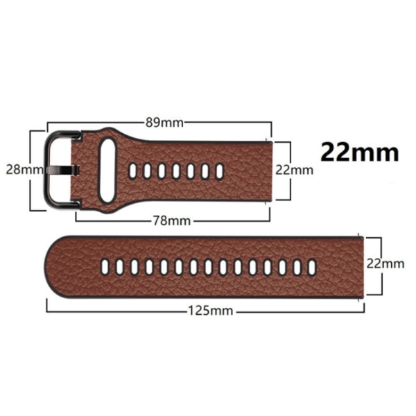 22mm Universal litchi texture leather  watch strap - Red Röd