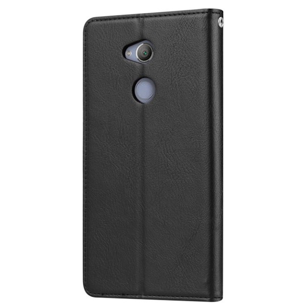 Sony Xperia XA2 beskyttelsesetui i kunstlæder med autoabsorberende lukkefunktion - Sort Black