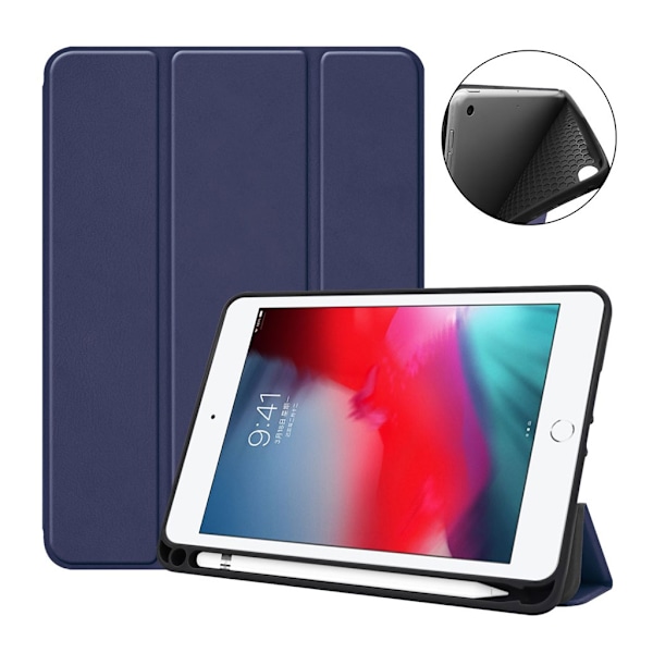 iPad Mini (2019) Foldbart Skinnetui - Mørk Blå Purple