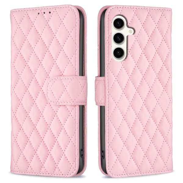Matt Samsung Galaxy S23 FE fodral med rombmönster - Rosa Rosa