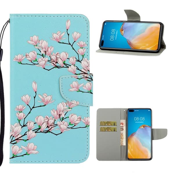 Wonderland Huawei P40 flip etui - Pink Flowers Multicolor