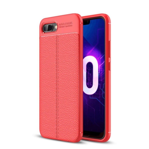Huawei Honor 10 mobiletui i silikone og plastik med Litchi tekst Red