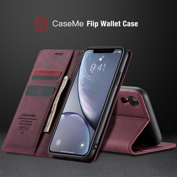 CASEME iPhone Xr læder flip cover - Vinrød Red