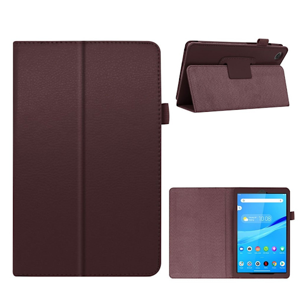 Lenovo Tab M8 flipfodral i litchi-läder - Kaffe Brun