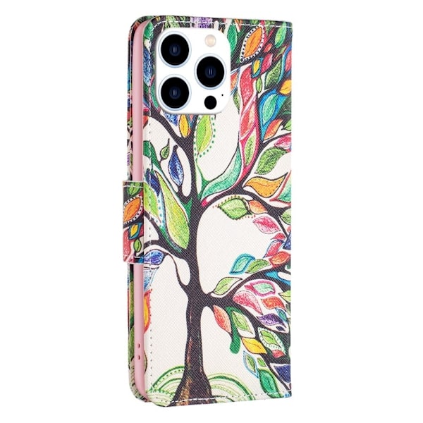 Wonderland iPhone 14 Pro flip kuoret - Elämän Puu Multicolor