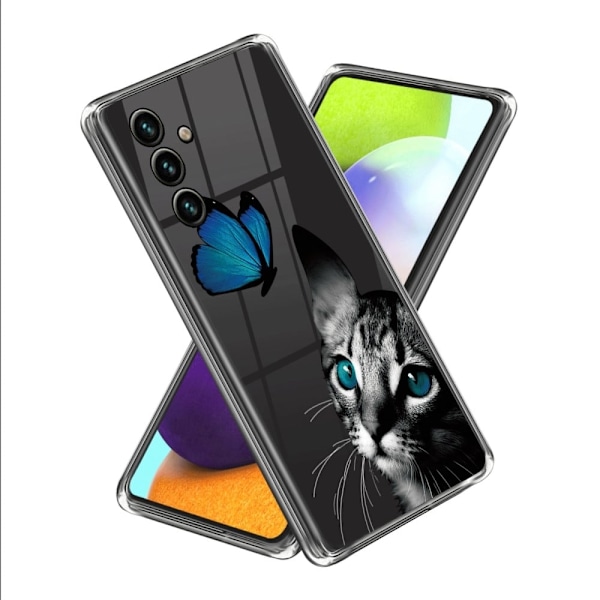 Butterfly läder Samsung Galaxy A54 fodral - Silver/Grå Silvergrå